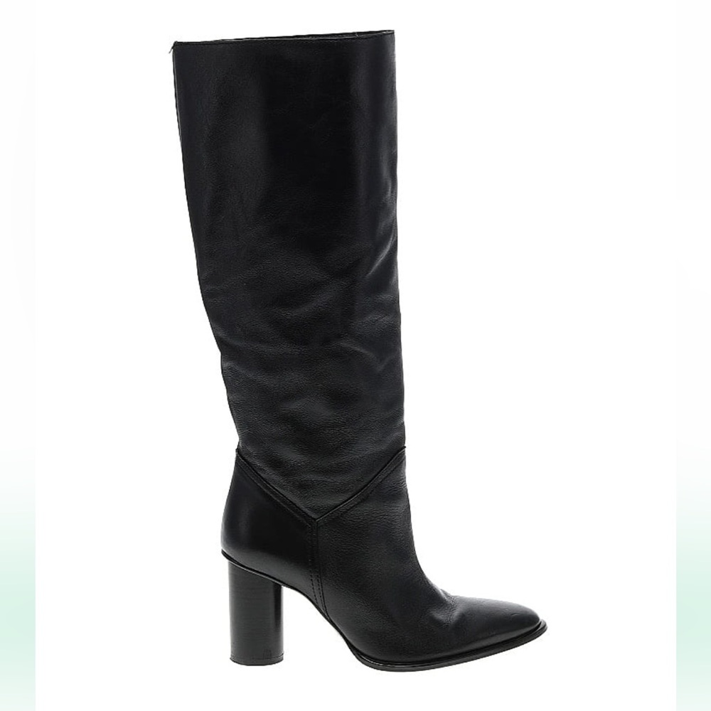 Zara Black Slouchy Knee High Leather Boots NWOT size 38